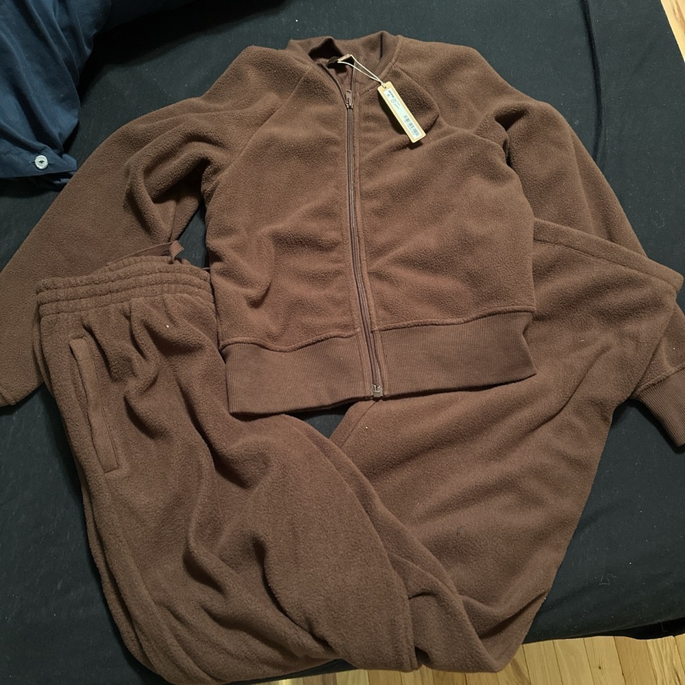 Skims Cocoa Fleece Lounge Set Size Small